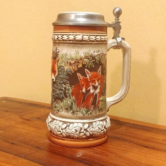 Gerz Other - Vintage Gerz German Beer Stein Tankard Mother Mama Fox Baby Fox Kits RARE